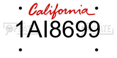 1AI8699 California License Plate
