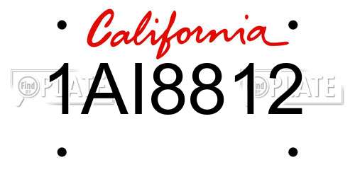 1AI8812 California License Plate