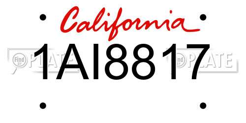 1AI8817 California License Plate