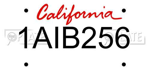 1AIB256 California License Plate
