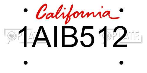 1AIB512 California License Plate