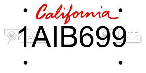 1AIB699 California License Plate