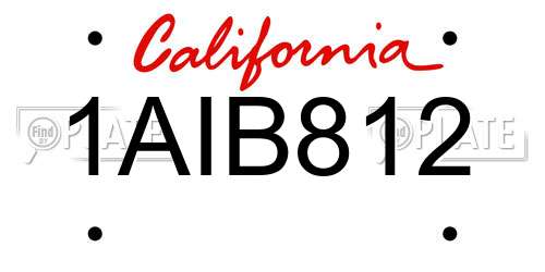 1AIB812 California License Plate