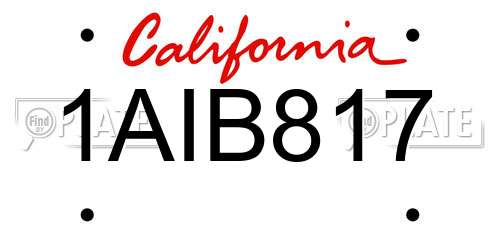 1AIB817 California License Plate