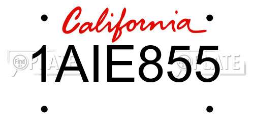 1AIE855 California License Plate