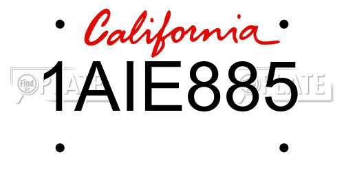 1AIE885 California License Plate