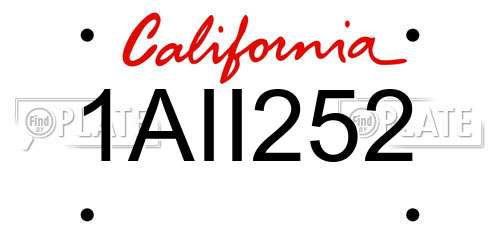 1AII252 California License Plate