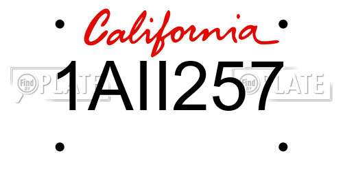 1AII257 California License Plate