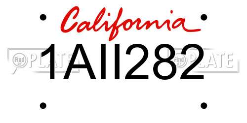 1AII282 California License Plate