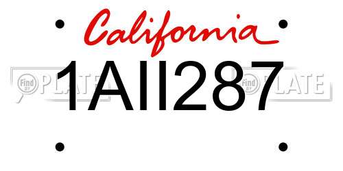 1AII287 California License Plate