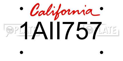 1AII757 California License Plate