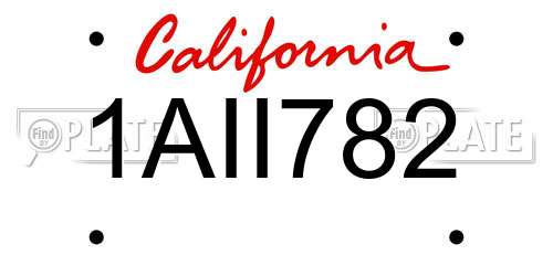 1AII782 California License Plate