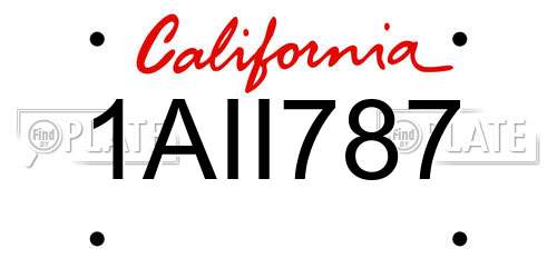 1AII787 California License Plate