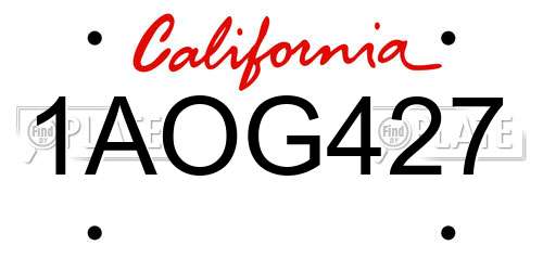 1AOG427 California License Plate