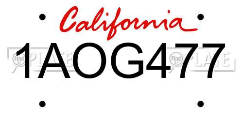 1AOG477 California License Plate