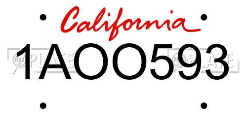 1AOO593 California License Plate