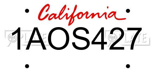 1AOS427 California License Plate