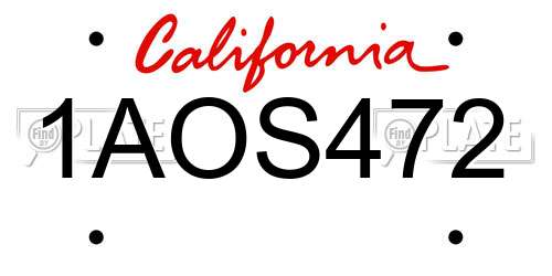 1AOS472 California License Plate