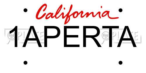 1APERTA California License Plate