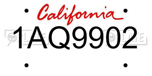 1AQ9902 California License Plate