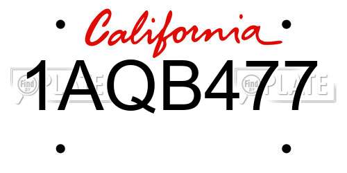 1AQB477 California License Plate