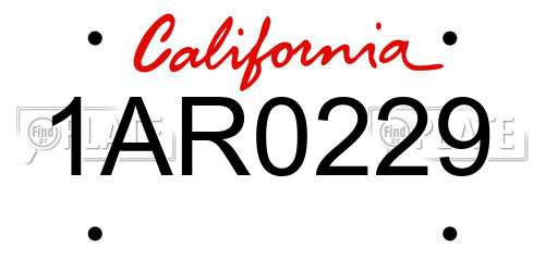 1AR0229 California License Plate