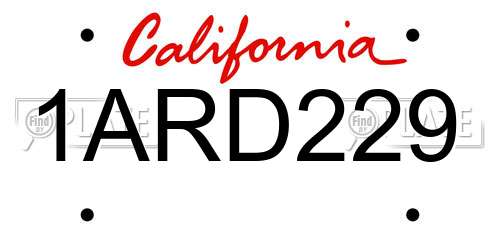 1ARD229 California License Plate