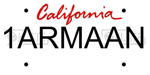 1ARMAAN California License Plate