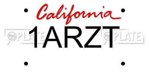 1ARZT California License Plate