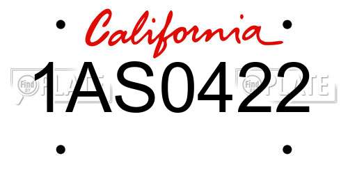 1AS0422 California License Plate