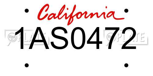 1AS0472 California License Plate