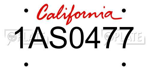 1AS0477 California License Plate