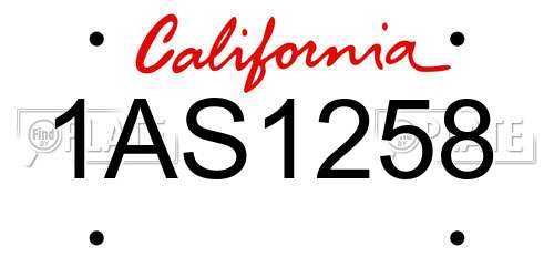 1AS1258 California License Plate