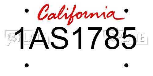 1AS1785 California License Plate