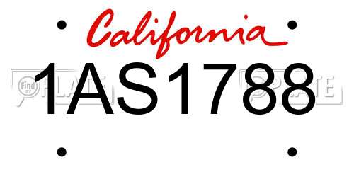 1AS1788 California License Plate