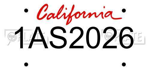 1AS2026 California License Plate
