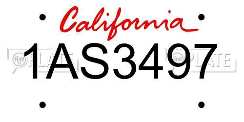 1AS3497 California License Plate
