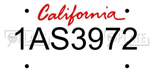 1AS3972 California License Plate
