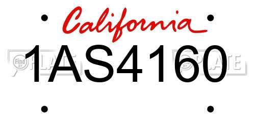 1AS4160 California License Plate