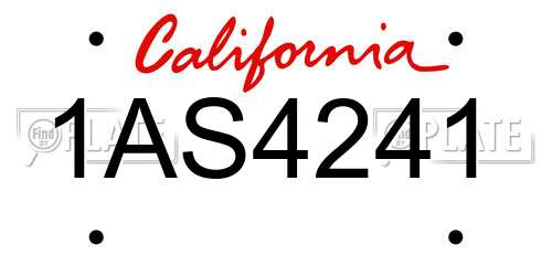 1AS4241 California License Plate