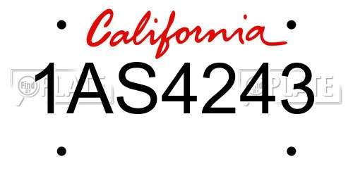 1AS4243 California License Plate