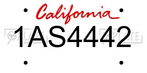 1AS4442 California License Plate