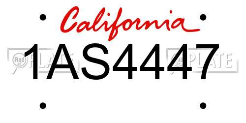1AS4447 California License Plate