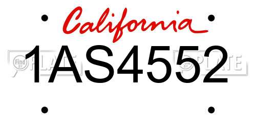 1AS4552 California License Plate