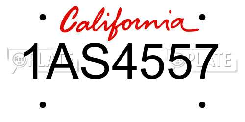 1AS4557 California License Plate