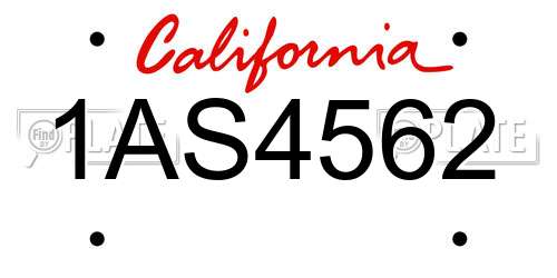 1AS4562 California License Plate