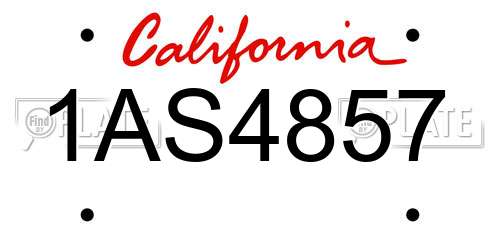 1AS4857 California License Plate