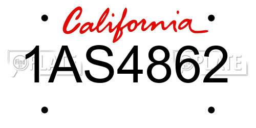 1AS4862 California License Plate