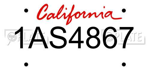 1AS4867 California License Plate