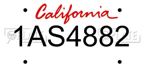 1AS4882 California License Plate